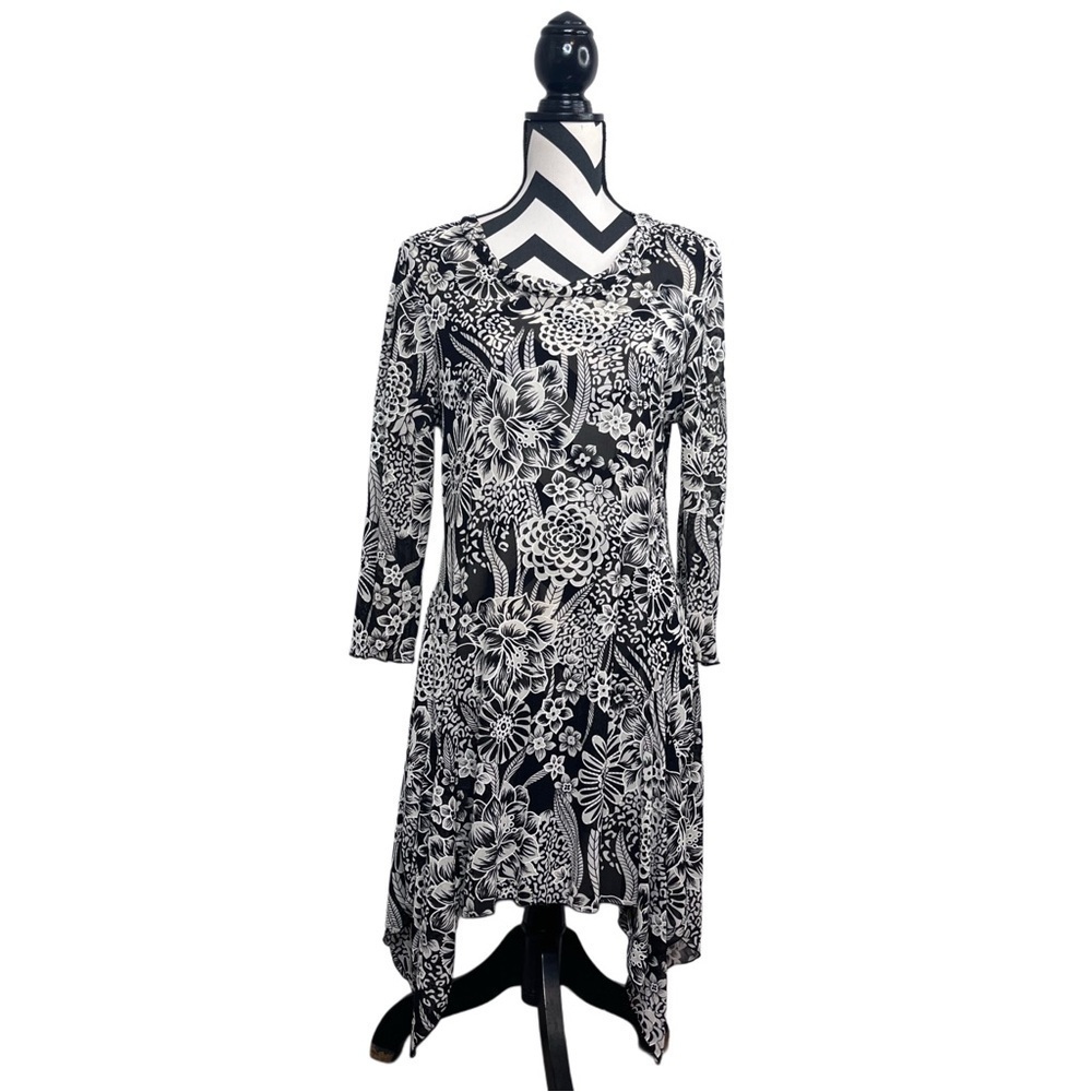 Kaktus Fairy Floral Whimsigoth Sz S Artsy Mesh Asymmetrical Tunic Top